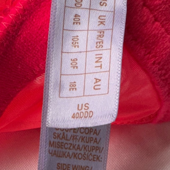 SAVAGE X FENTY HOT PINK FRESH CUT FOILED SPRIGS EMBROIDERED UNLINED BRA 40DDD - Picture 2 of 7